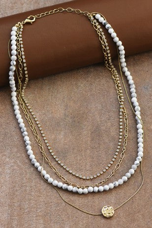 Natural Stone Beaded Layered Necklace