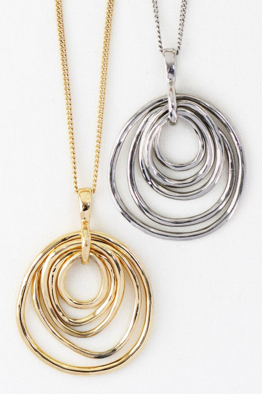 Gold and Silver Plated Multi Circle Drop Necklace