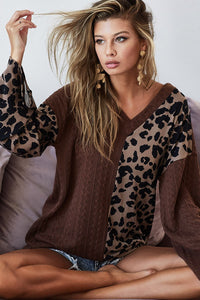 LEOPARD CABLE KNIT SWEATER